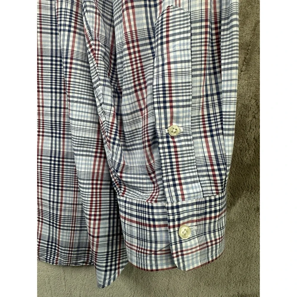Ralph Lauren Men's 3XLT Blue Red White Plaid Polo Pony Button-Up Stretch Shirt